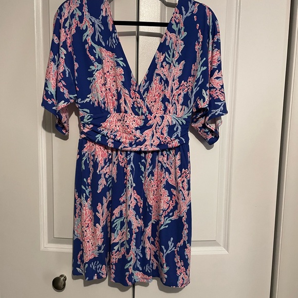 Lilly Pulitzer Coral Reef Blue and Pink Romper - Picture 4 of 5